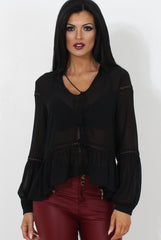 Christa Black Sheer Top-Tops