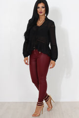 Christa Black Sheer Top-Tops