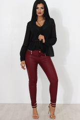 Christa Black Sheer Top-Tops