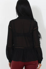Christa Black Sheer Top-Tops
