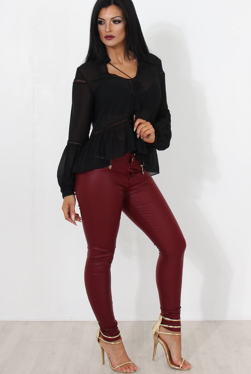Christa Black Sheer Top-Tops