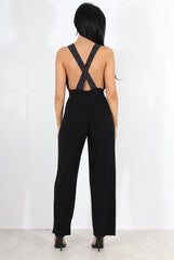 Cinder Black Glitter Jumpsuit-Jumpsuits