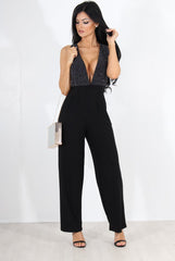 Cinder Black Glitter Jumpsuit-Jumpsuits