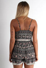 Claudia Black Paisley Lace Trim Playsuit-Playsuits