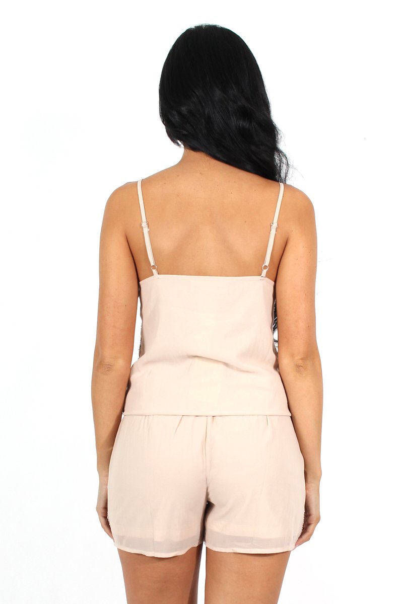 Claudia Nude Sequin Playsuit-Playsuits