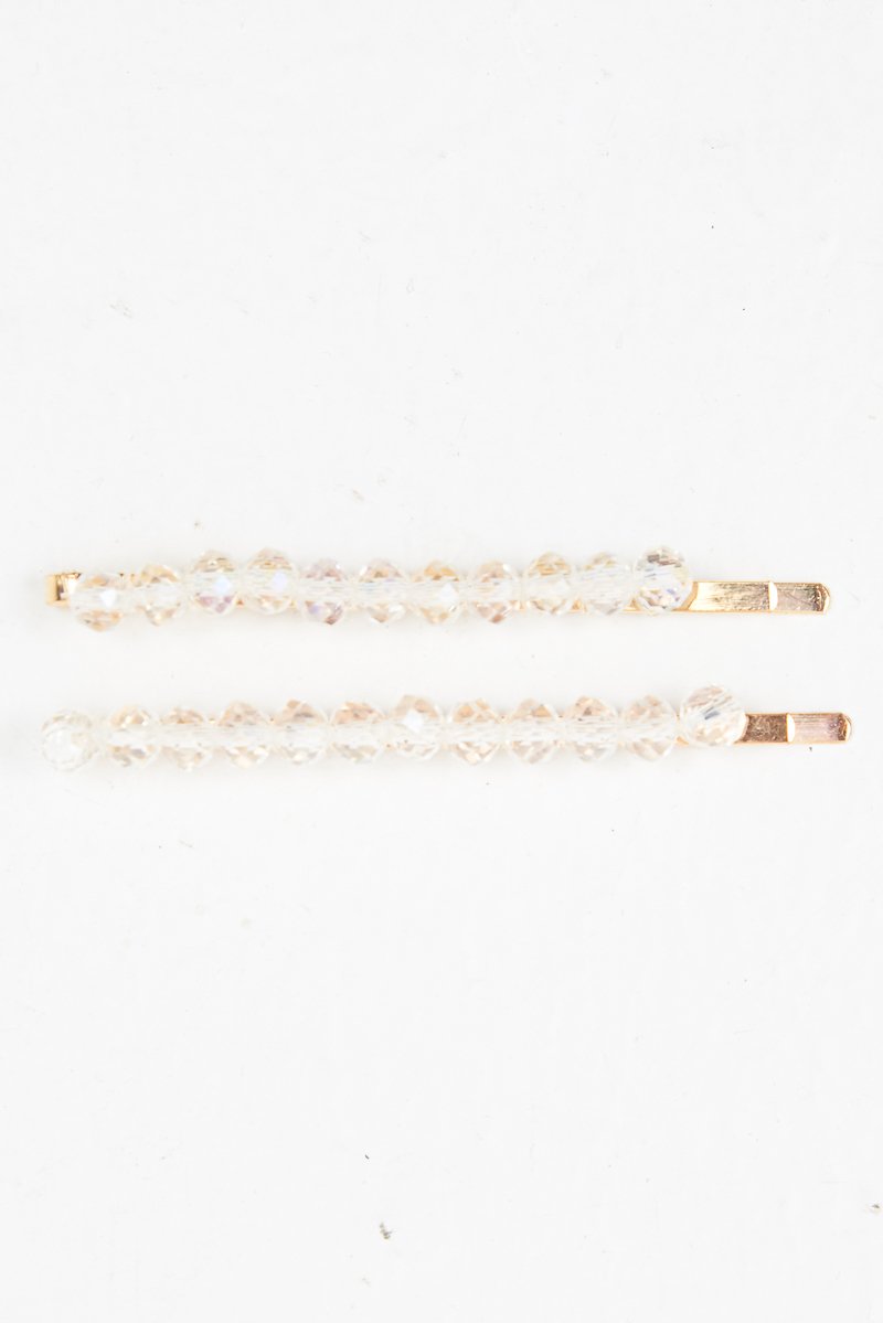 Clear Crystal Embellished Pack of 2 Hair Clips - Patrice-Hair