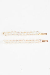 Clear Crystal Embellished Pack of 2 Hair Clips - Patrice-Hair