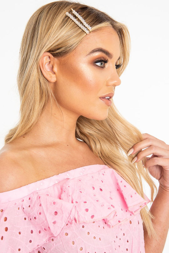 Clear Crystal Embellished Pack of 2 Hair Clips - Patrice