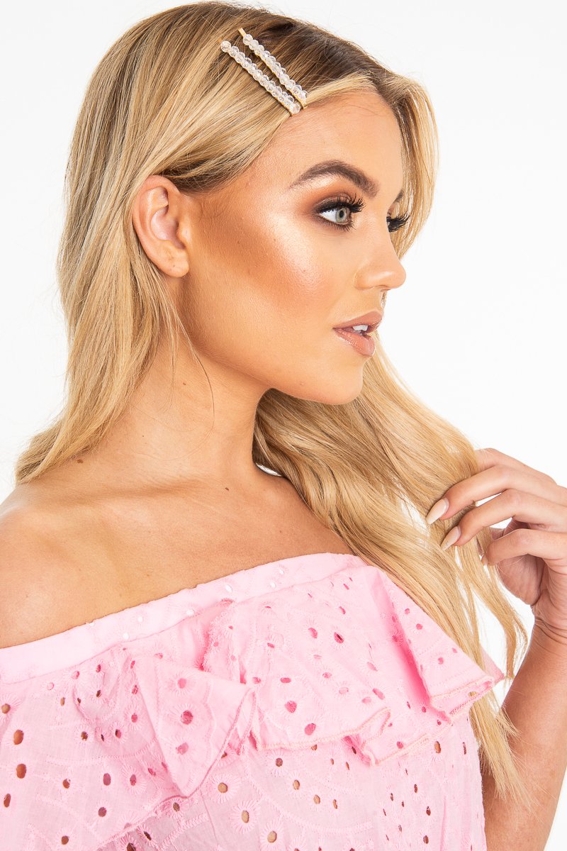 Clear Crystal Embellished Pack of 2 Hair Clips - Patrice-Hair