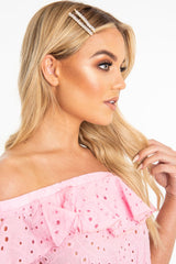 Clear Crystal Embellished Pack of 2 Hair Clips - Patrice-Hair