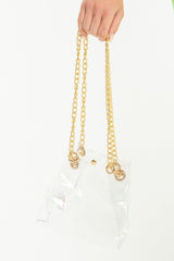 Clear Plastic Gold Chain Detail Bucket Bag - Emmelia-Bags
