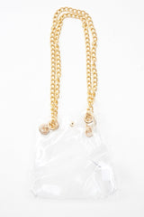 Clear Plastic Gold Chain Detail Bucket Bag - Emmelia-Bags