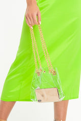 Clear Plastic Gold Chain Detail Bucket Bag - Emmelia-Bags
