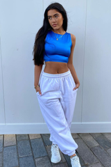 Cobalt Blue Satin Lace Up Back Crop Top - Esti