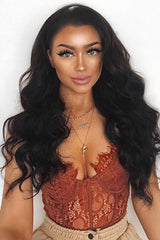 Coffee Lace Flower Bodysuit - Faylen-Bodysuits