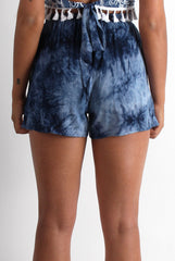 Connie Blue Elephant Print Tassel Shorts-Shorts