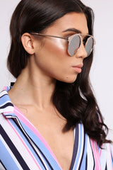 Copper Oval Brow Bar Sunglasses - Dina-Sunglasses