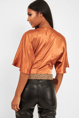 Copper Plunge Satin Bodysuit - Caelynn-Bodysuits