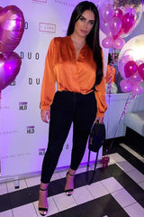 Copper Plunge Satin Bodysuit - Caelynn-Bodysuits