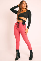 Coral Drawstring Waist Trousers - Maddi-Trousers