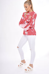 Coral Frill Long Sleeve Top - Lexi-Tops