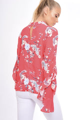 Coral Frill Long Sleeve Top - Lexi-Tops