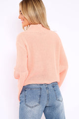 Coral High Neck Flared Sleeve Jumper - Aloni-Jumper