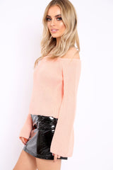 Coral Knitted Bardot Jumper - Jaden-Knitwear