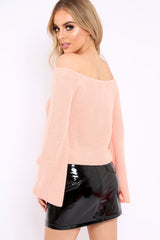 Coral Knitted Bardot Jumper - Jaden-Knitwear