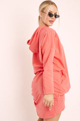 Coral Oversized Hoodie Jumper Dress - Mariah-Dresses