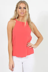 Coral Scallop Hem High Neck Vest - Kelsey-Tops