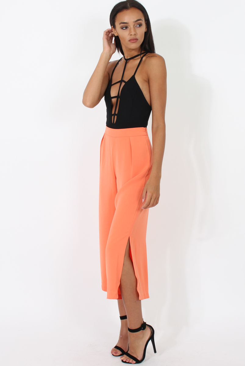 Coral Side Slit Culottes - Odette-Trousers