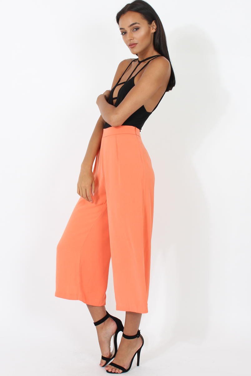 Coral Side Slit Culottes - Odette-Trousers