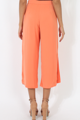 Coral Side Slit Culottes - Odette-Trousers