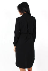 Cori Black Split Shirt Dress-Dresses