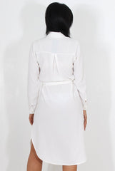 Cori White Split Shirt Dress-Dresses