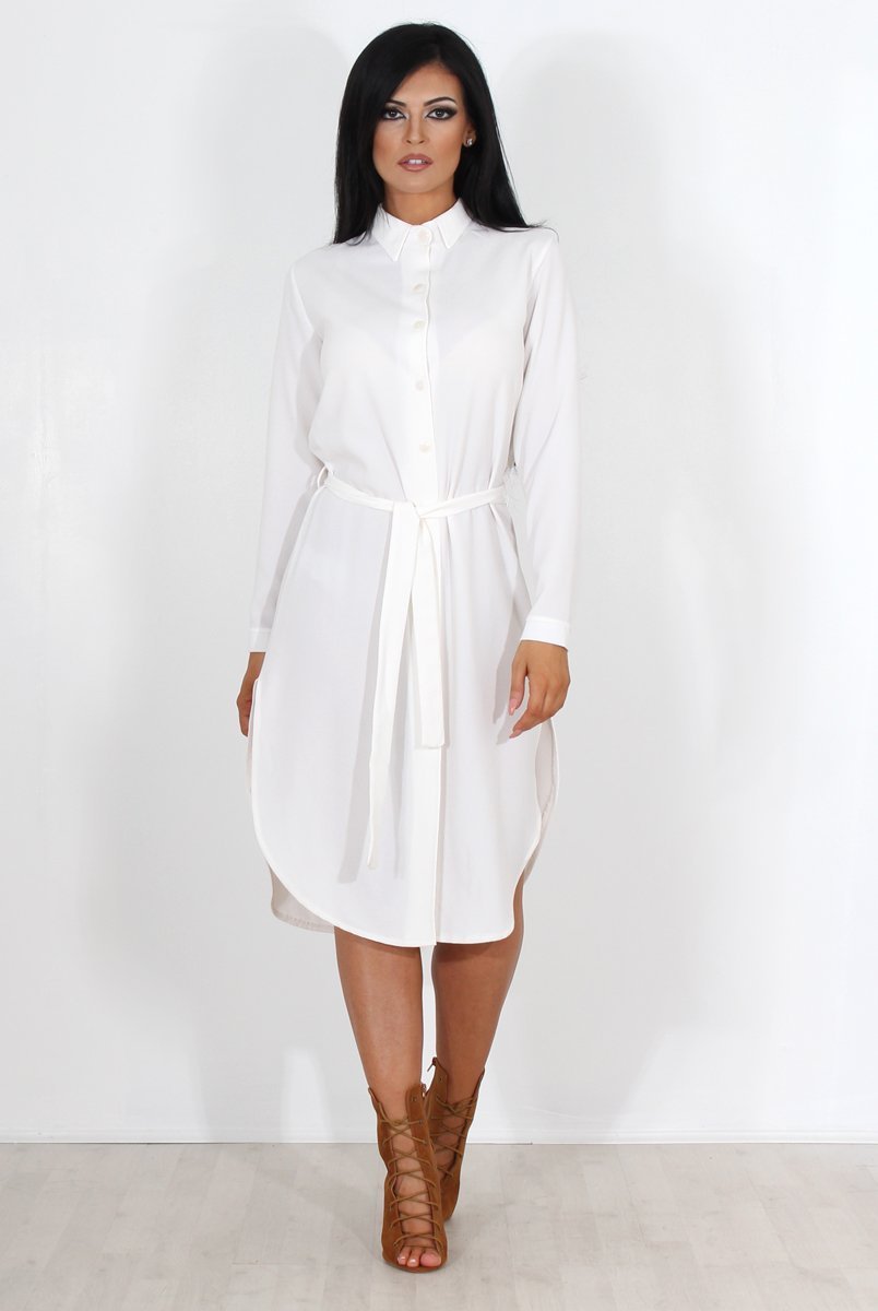 Cori White Split Shirt Dress – Rebellious Fashion Cori White Split Shirt Dress – Rebellious Fashion