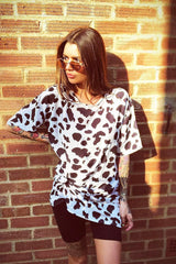 Cow Print Oversized Shift Dress - Dayle-Dresses
