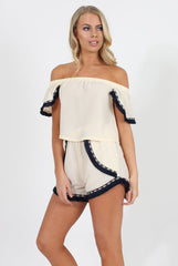 Cream Bardot Two Piece - Jessica-Co-ords