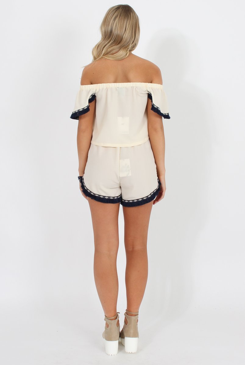 Cream Bardot Two Piece - Jessica-Co-ords