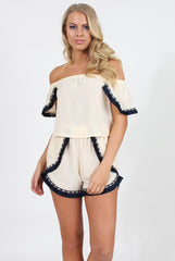 Cream Bardot Two Piece - Jessica-Co-ords