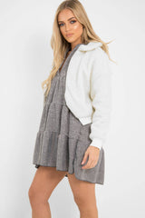 Cream Borg Cropped Bomber Jacket - Heidy-Jackets