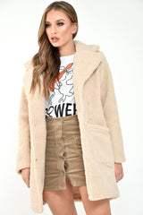 Cream Borg Longline Oversized Coat - Acadia-Coats