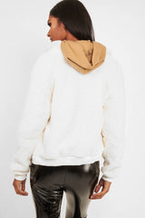 Cream Borg Zip Front Jacket - Danyelle-Jackets