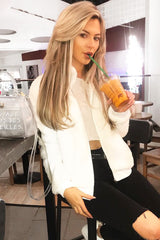 Cream Borg Zip Front Jacket - Danyelle-Jackets