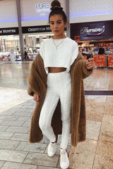 Cream Cable Knit Batwing Jumper Loungwear Set - Janea-Co-ords