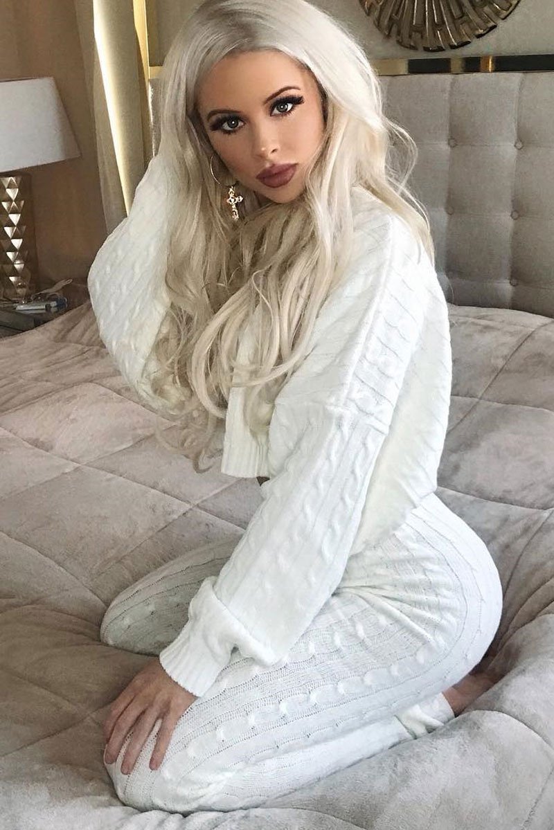 Cream Cable Knit Batwing Jumper Loungwear Set - Janea-Co-ords