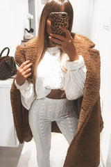 Cream Cable Knit Batwing Jumper Loungwear Set - Janea-Co-ords