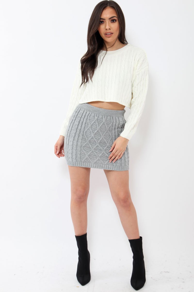 Cream Cable Knit Cropped Jumper - Georgie-Jumper