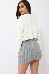 Cream Cable Knit Cropped Jumper - Georgie-Jumper